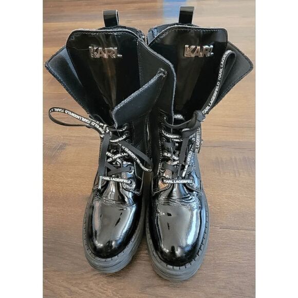 Karl Lagerfeld kids lace-up leather boot US size 2/CM21/UK1/EUR33 - Picture 3 of 12